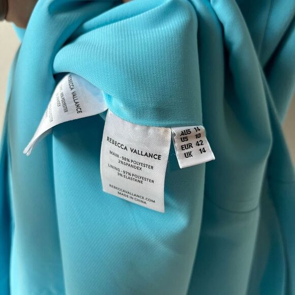 Rebecca Vallance Michelle Puff Sleeve Teal Blue Midi‎ Dress Size 10 - Picture 11 of 13